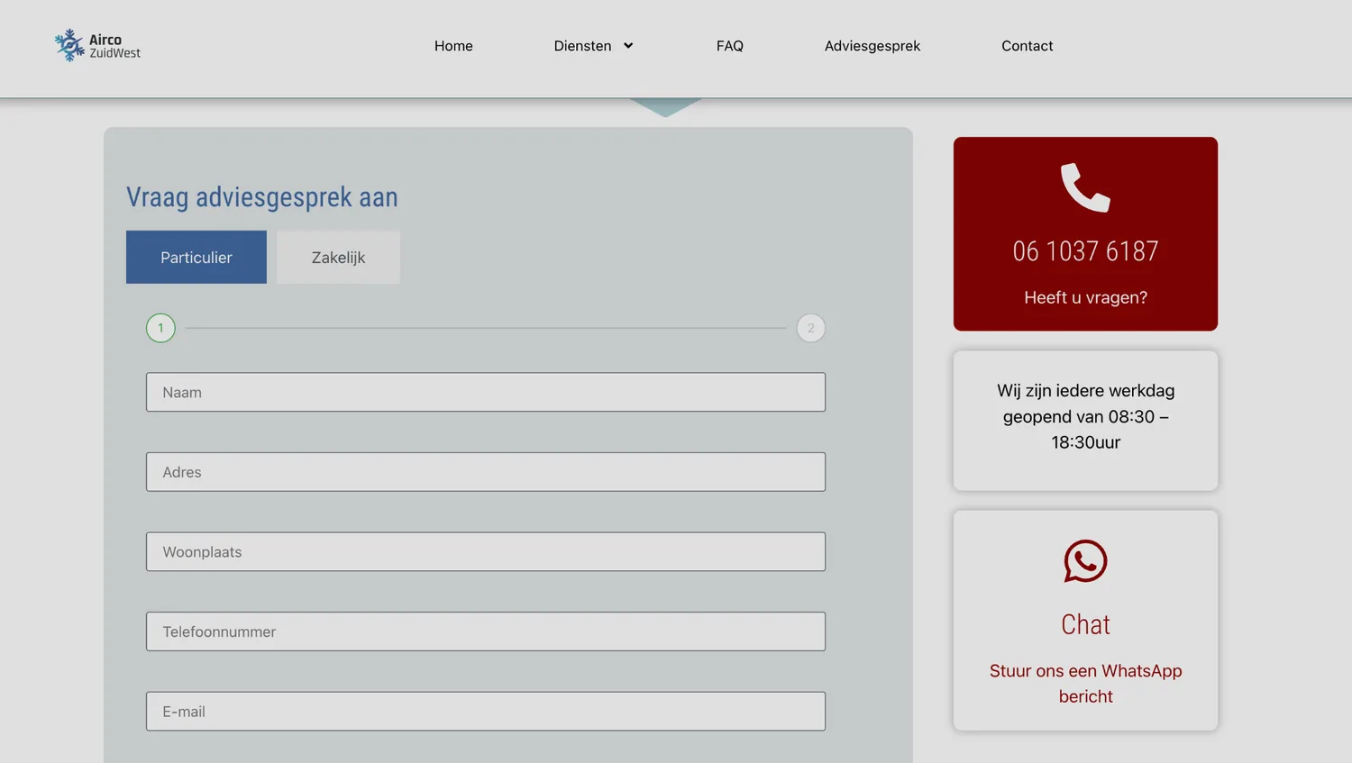 Websiteproject Airco ZuidWest